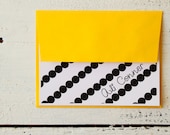 Personalized Stationary Custom Stationery Black and Yellow Scalloped Stripes with Yellow Envelopes Black and Gold Teacher Gift - Set of 10
