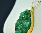 Mothers Day Sale Emerald Green Drusy Necklace