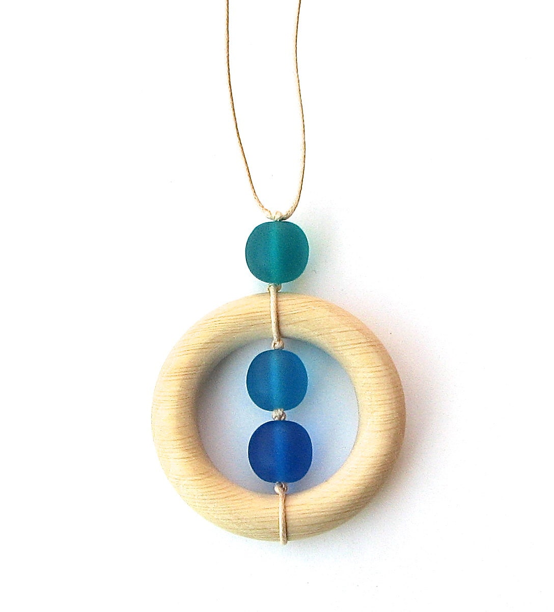 Wooden Teething Necklace for Mom - Nursing Necklace - Blue, Turquoise, Teal/ Aqua
