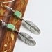 Feathers and Turquoise Earrings, Hippie Nature Inspired Earrings, Rectangular Stone Earrings, Feather Jewelry