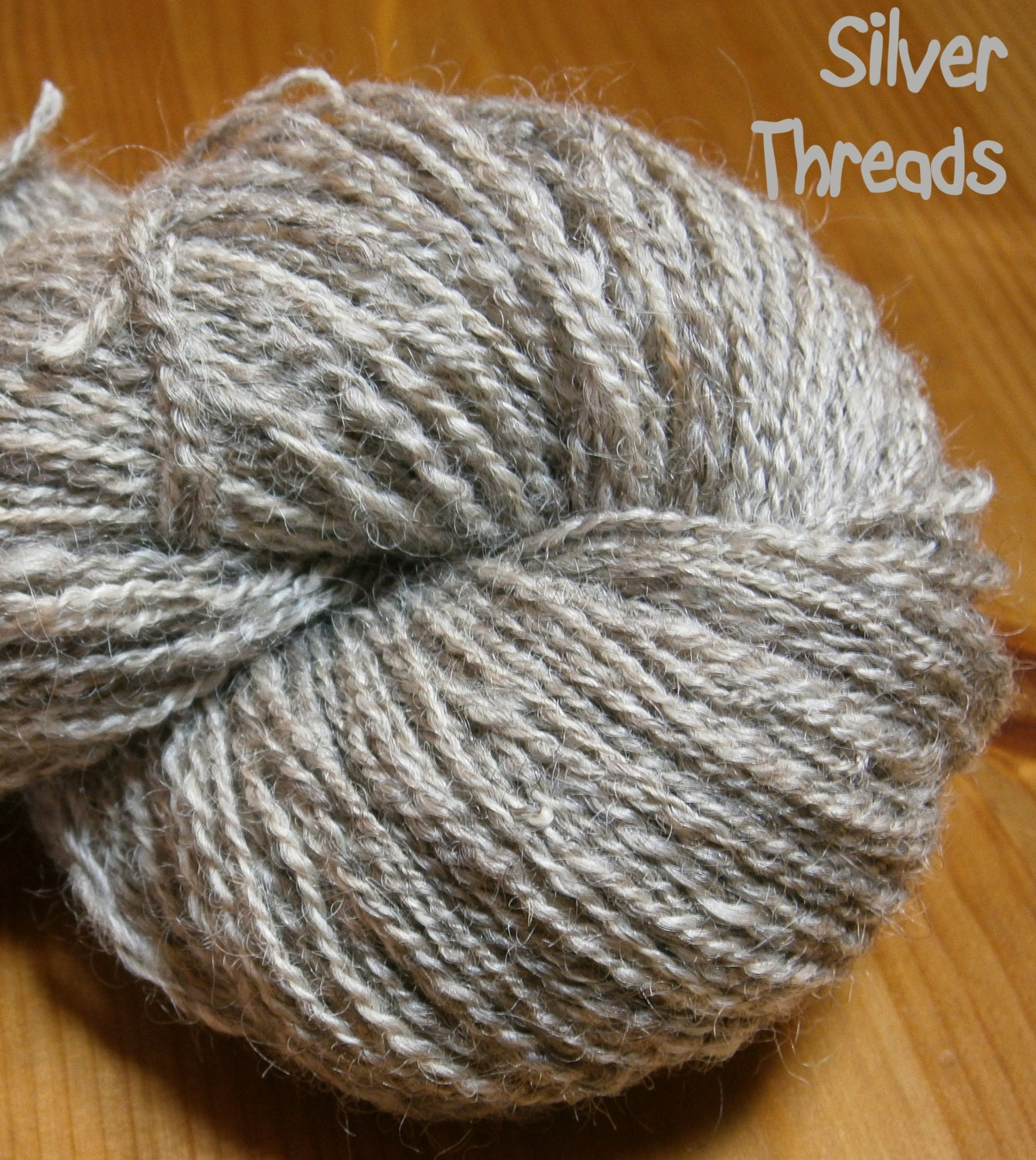 Handspun Yarn - Leicester Longwool - 2 Ply - Fingering Weight - "Silver Threads" - Item 2013-001