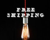 Porcelain socket pendant light with red cloth covered cord "Hendricks"