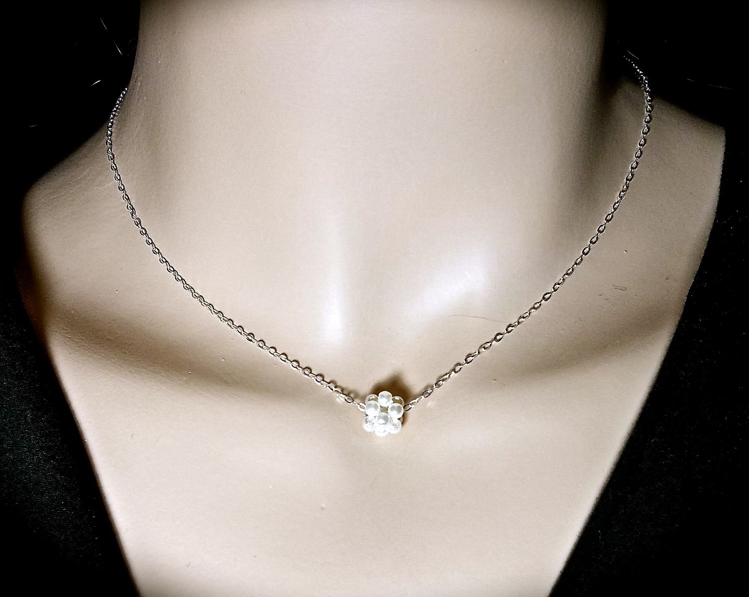 Pearl necklace - Bridal jewelry - Sterling silver - Pearl Cluster - Feminine - Popular - Very Pretty - minimal -