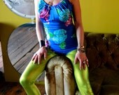 Vtg 70s Swim Suit / Bathing Suit / Floral Leotard One Piece / Spandex