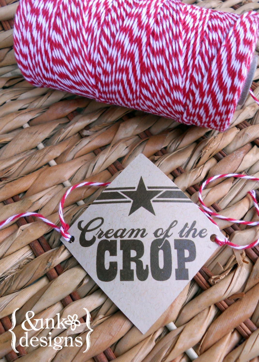 Rustic Country Western - Cream of the Crop - Veggie Tag - for Soup Can or Mason Jar