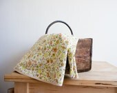 Vintage French Tablecloth // White, green, yellow, orange floral // picnic // summer colours // french country home decor // mothers day