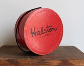 Vintage Red and Black Halston Hat Box