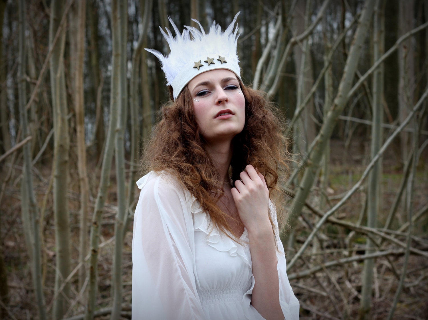 White star feather headband