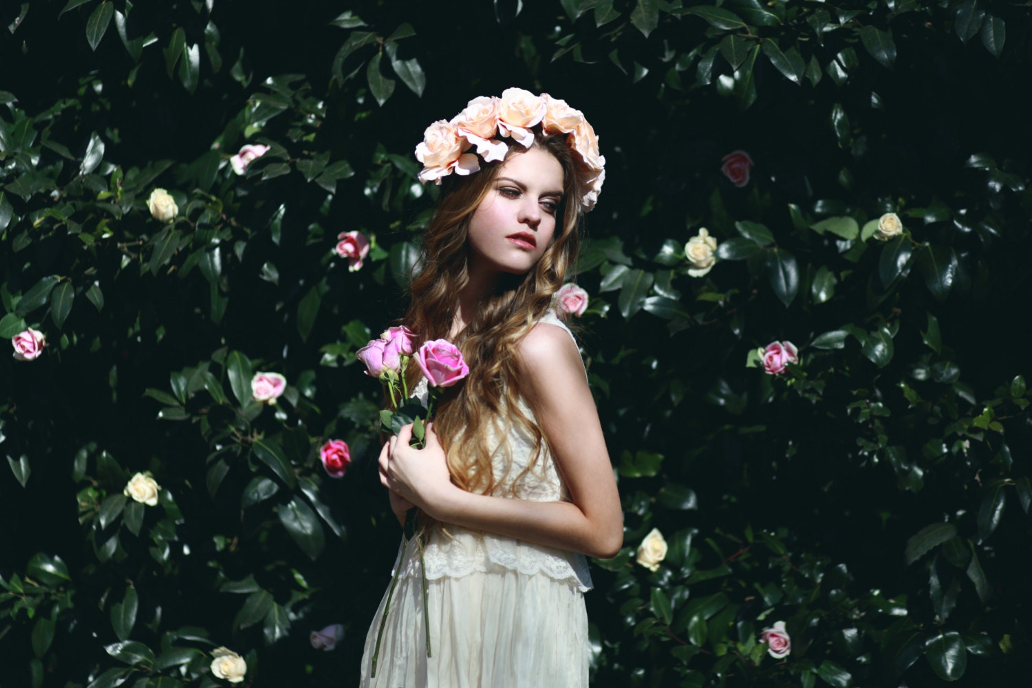 Vintage Peach Flower Crown