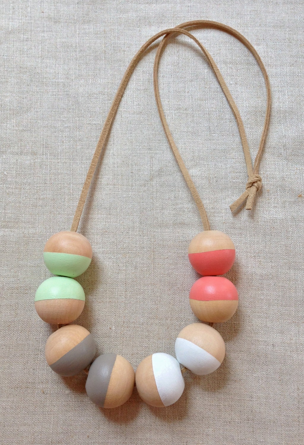 Modern Geometric Wood Bead Necklace