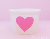 24 Pink Heart Ice Cream Cups - Pink Vinyl Decal on White Paper Ice Cream Cup - Party Cup - Custom Ice Cream Cup - 8 oz Il_170x135