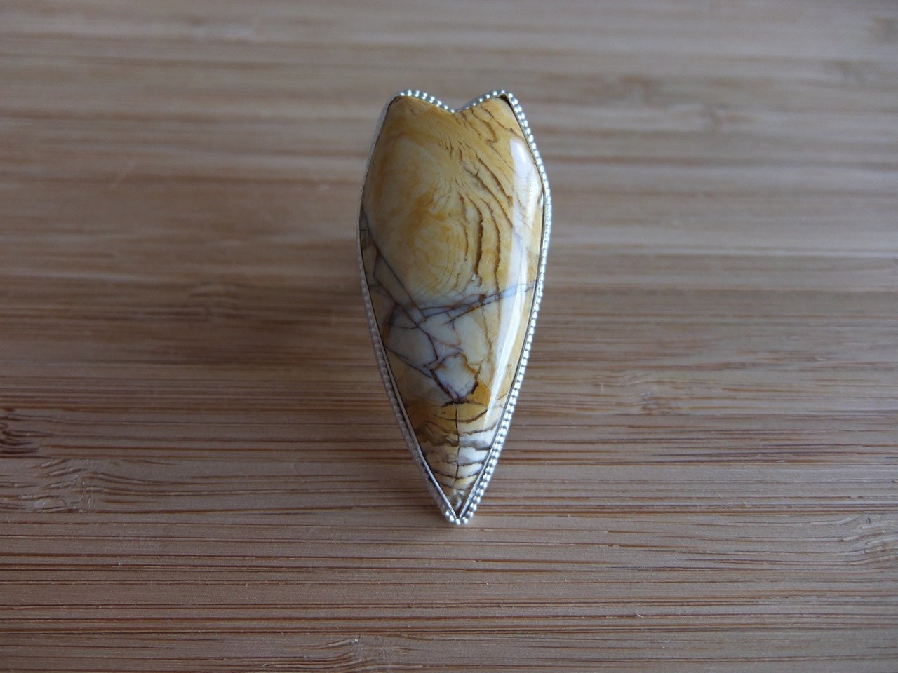 Brecciated Mookaite Sterling Silver Shield Ring