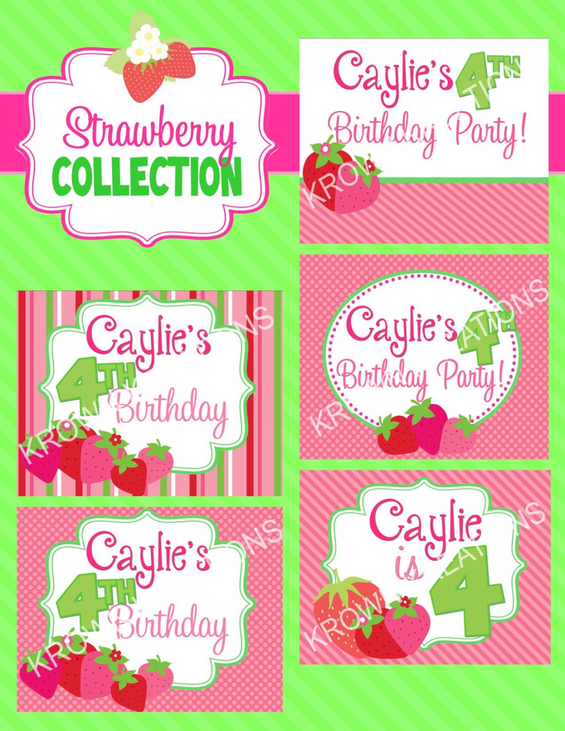STRAWBERRY SHORTCAKE Circles - Welcome Sign - Little Girl Birthday - Girls Party - Ladies Tea Party - Baby Shower - Centerpieces Il_170x135
