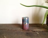 multi colored cylinder vase with copper dots