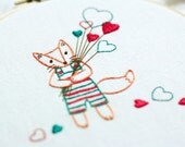 Fox with Hearts - Animal Hand Embroidery Pattern