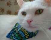Cat Bandana -  Blue Green Swinging Sixties design - Carnaby Street, Groovy, London - Retro