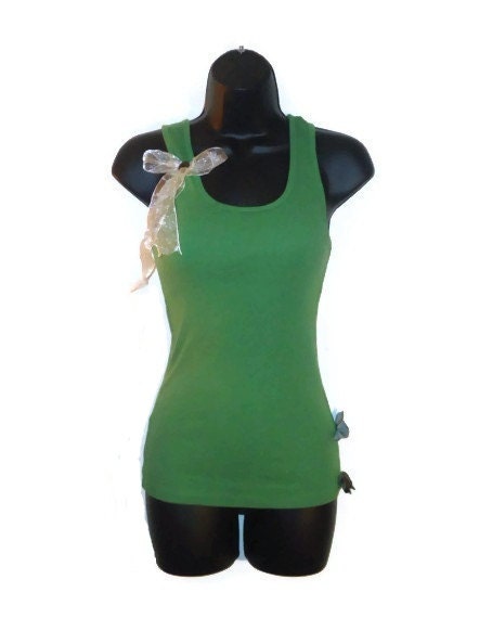 Spring Green Razor Back Bow Tank Top Womens Clothing Medium