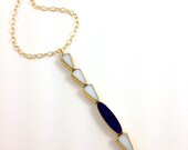 Navy Charm Necklace in white, navy and gold // mid century jewelry // LilahV