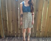 Vintage 90s Floral Jean Mini Dress Sleeveless Size Small