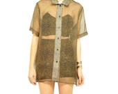 ViNTAGE SHEER ANiMAL PRiNT BLOUSE