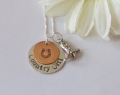 COUNTRY GIRL - Cowboy Boot-Horseshoe -  Hand Stamped Jewelry