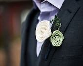 Ivory Boutonniere Made to Order- Groom Wedding, Buttonhole, Groomsmen, Sola Flower, Wedding, Wedding Flowers