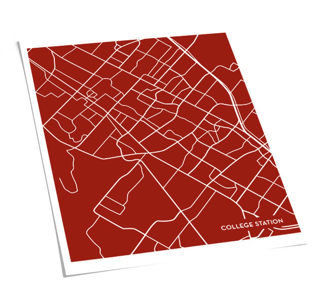 College Station City Map Wall Art Print / Texas A&M TAMU University Grad Gift Poster / 8x10 / Personalized colors