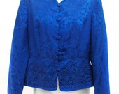 1980's Maggy London Blue Silk Jacket