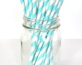 LIGHT TURQUOISE Stripe Straws-25 striped paper straws-retro paper straws-paper straws-paper party straws-25 count Il_170x135
