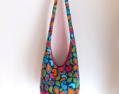 Corduroy Paisley Hobo Bag, Sling Bag, Neon, Retro, Psychedelic, Boho Bag, Hippie Purse, Crossbody Bag