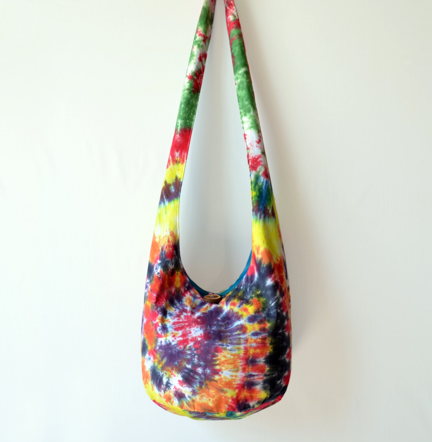 Tie Dye Hobo Bag, Sling Bag, Bright, Colorful, Psychedelic, Boho Bag, Spring, Summer, Hippie Purse, Crossbody Bag