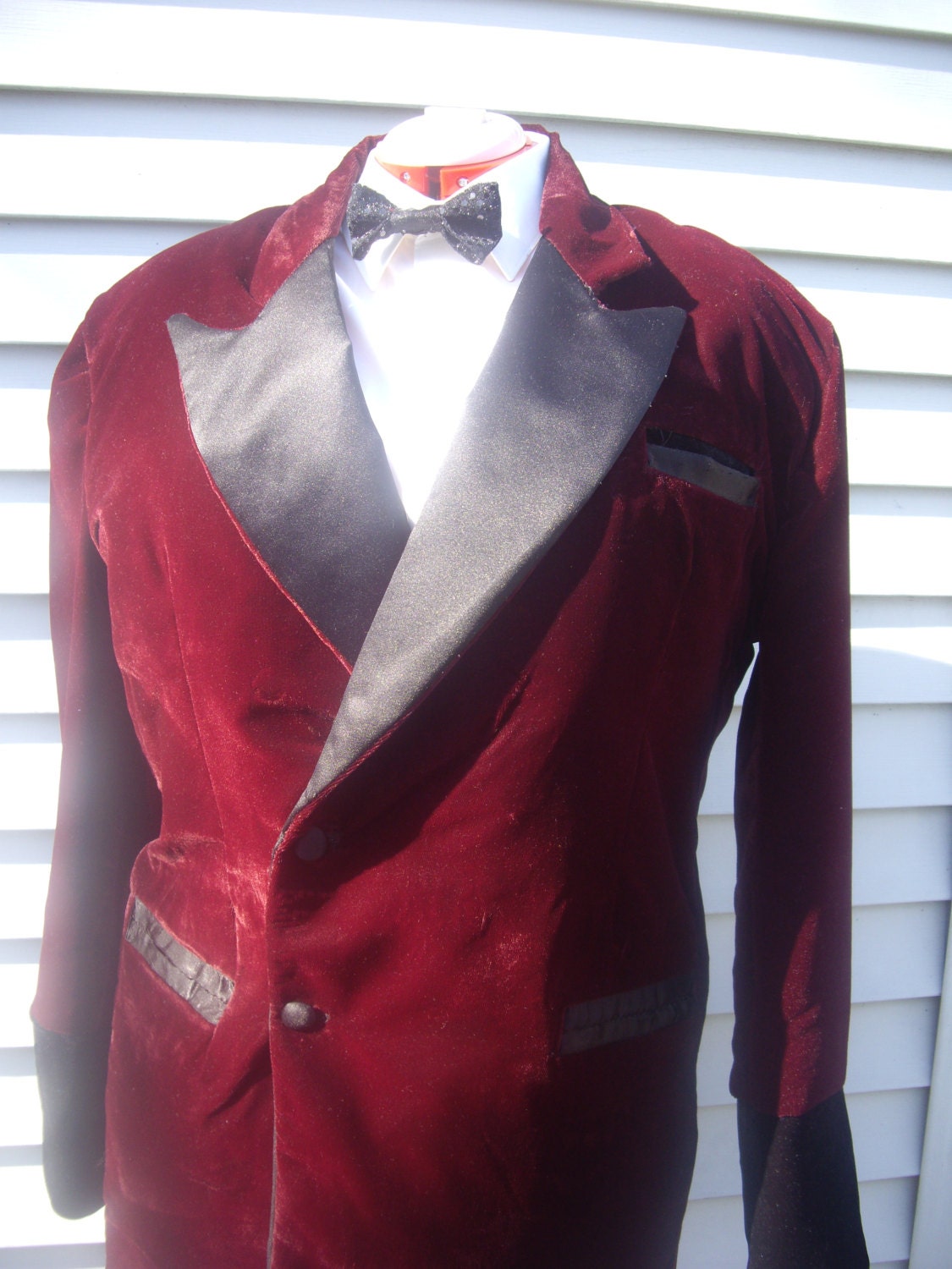 TMD: Mens velvet smoking jacket, tuxedo, theme wedding, wine and black any size custom order only