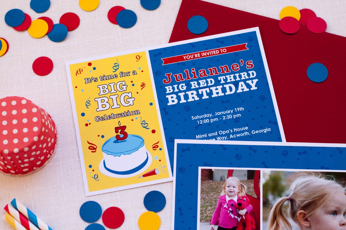 Clifford Inspired Birthday Invitation - Custom Kids / Childrens Birthday Invite Il_570xn