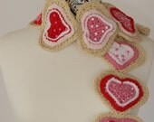 Heart Sugar Cookie Crochet Scarf- Cookie Scarf- Women Scarf- Crochet Scarf- Food Scarf- Kawaii- St Valentine Scarf