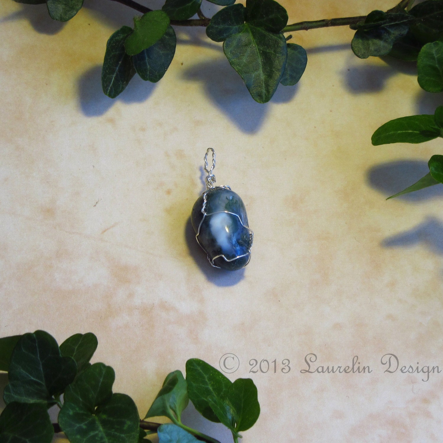 Moss Agate Silver Pendant