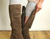 Dainty Lace Boot Cuffs - 3 colors - strechy knit boot topper w/ lace trim & buttons - faux legwarmers - lace cuff - boot socks - leg warmers