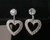 Vintage Rhinestone WEISS Earrings (Heart Motifs) Wedding, Formal