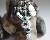 Mirror Beaded Silver Wingnut "Hope & Believe" Angel Charm Keychain