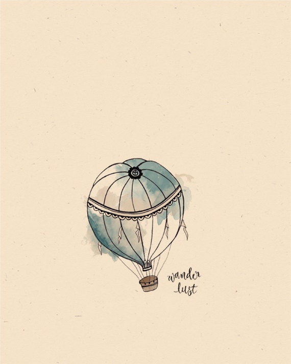 Original Hot Air Balloon Illustration Print