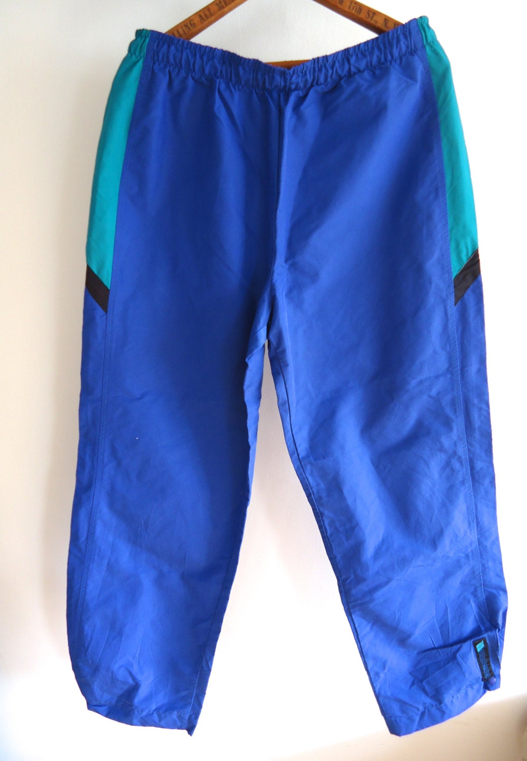 Vintage MEN Ski Pants XL by Sunbuster USA Blue Green Black Winter Snow Snowboarding Snow Pants Sports wear athletic