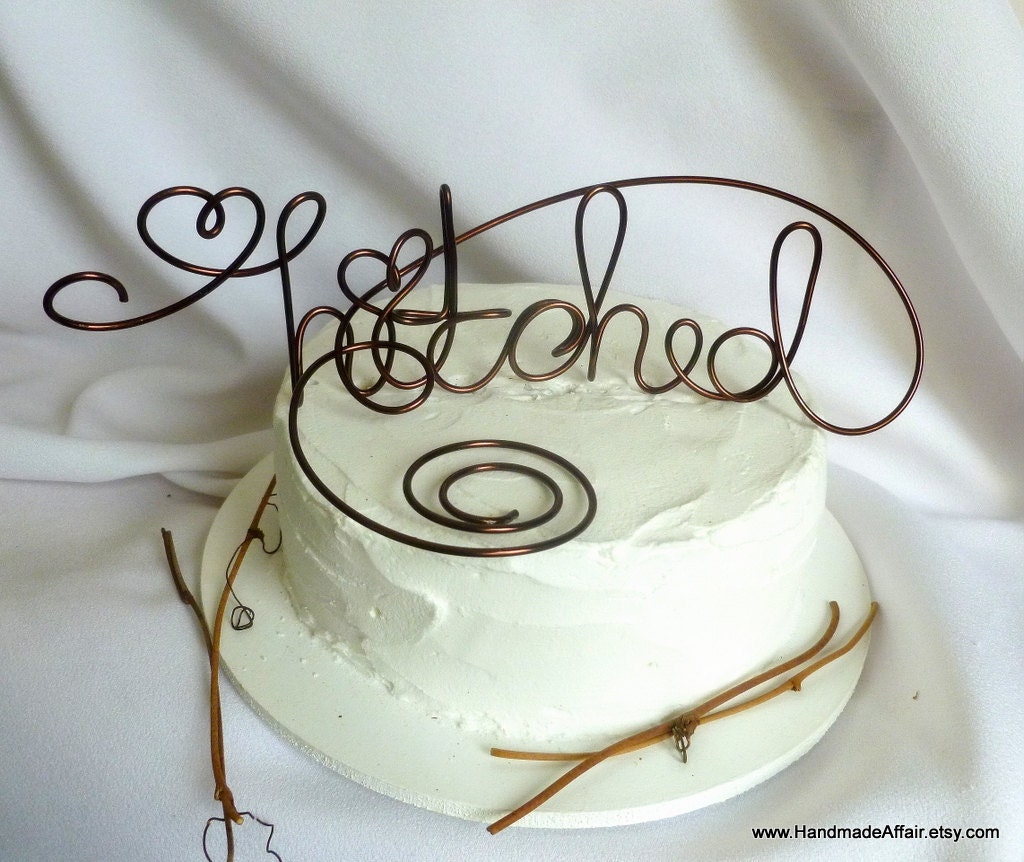 Rustic Caketopper, Wedding Decorations, Hitched Cake Topper