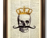 Skull Art Print / Poster - Skull King - Skull ARTWORK, Skull GEEKERY Geek Skull Dictionary art print, Skull Dictionary print, Skull wall art