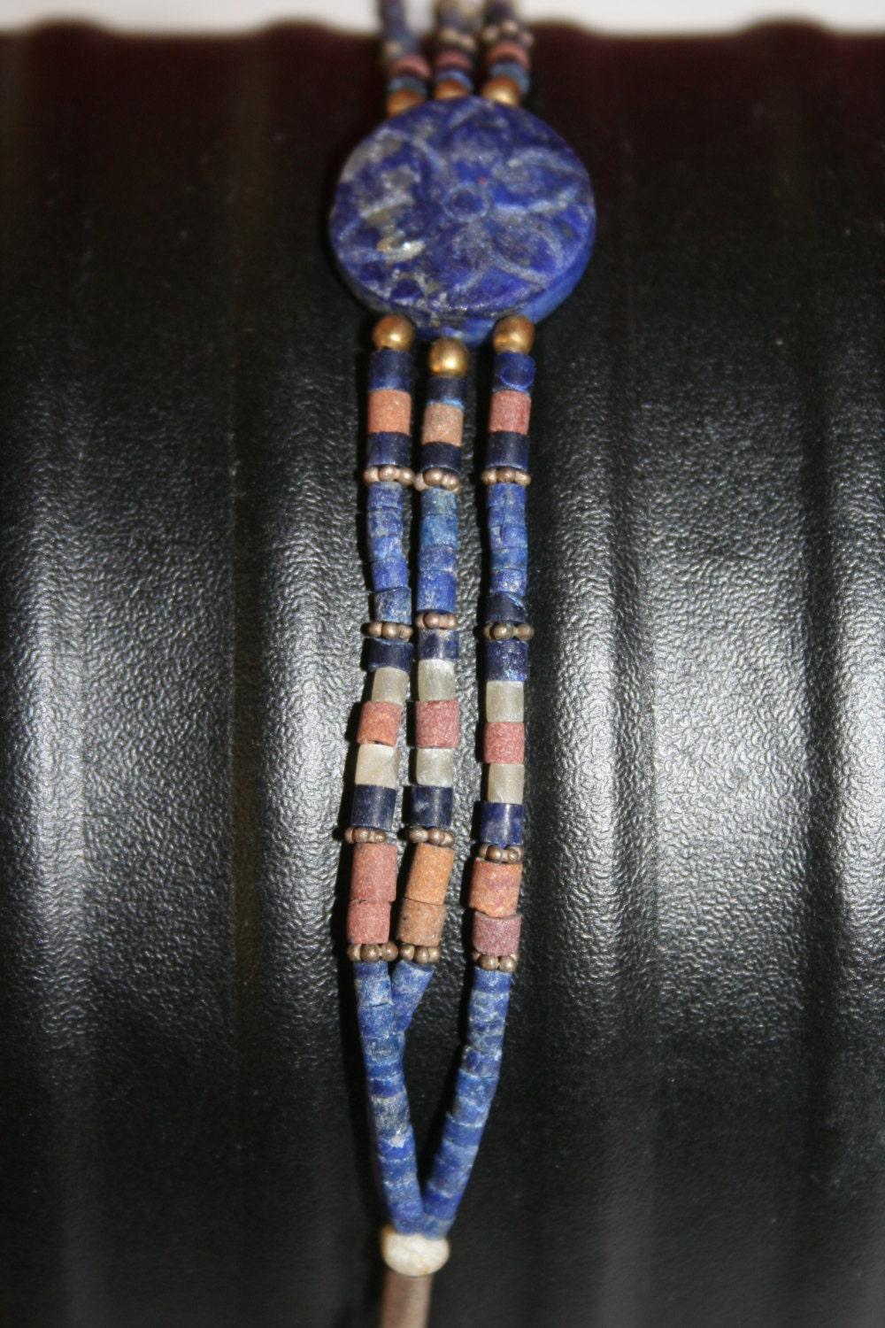 Blue and Brown (Aztec Inspired) Three Strand Beaded Bracelet