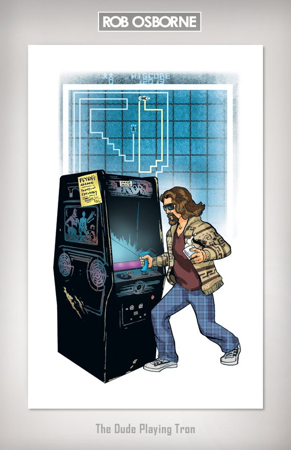 DUDE PLAYING TRON Art Print 11x17 by Rob Osborne
