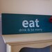 Custom Order In Dark Aqua Eat Drink & Be Merry -  6" x 20" Handpainted Wood Sign Kitchen
