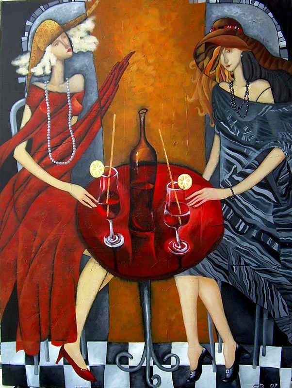 Fine Art Giclee Canvas Print from Original Artworks Paintings - Tet a tet 40 X 30 - home decor, office artwork