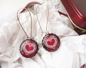 Ruby earrings, Red earrings - Valentine's Day jewelry. Heart earrings, romantic jewelry,
