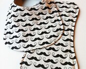 Baby Bib and Burp Cloth Set- Trendy Mustache