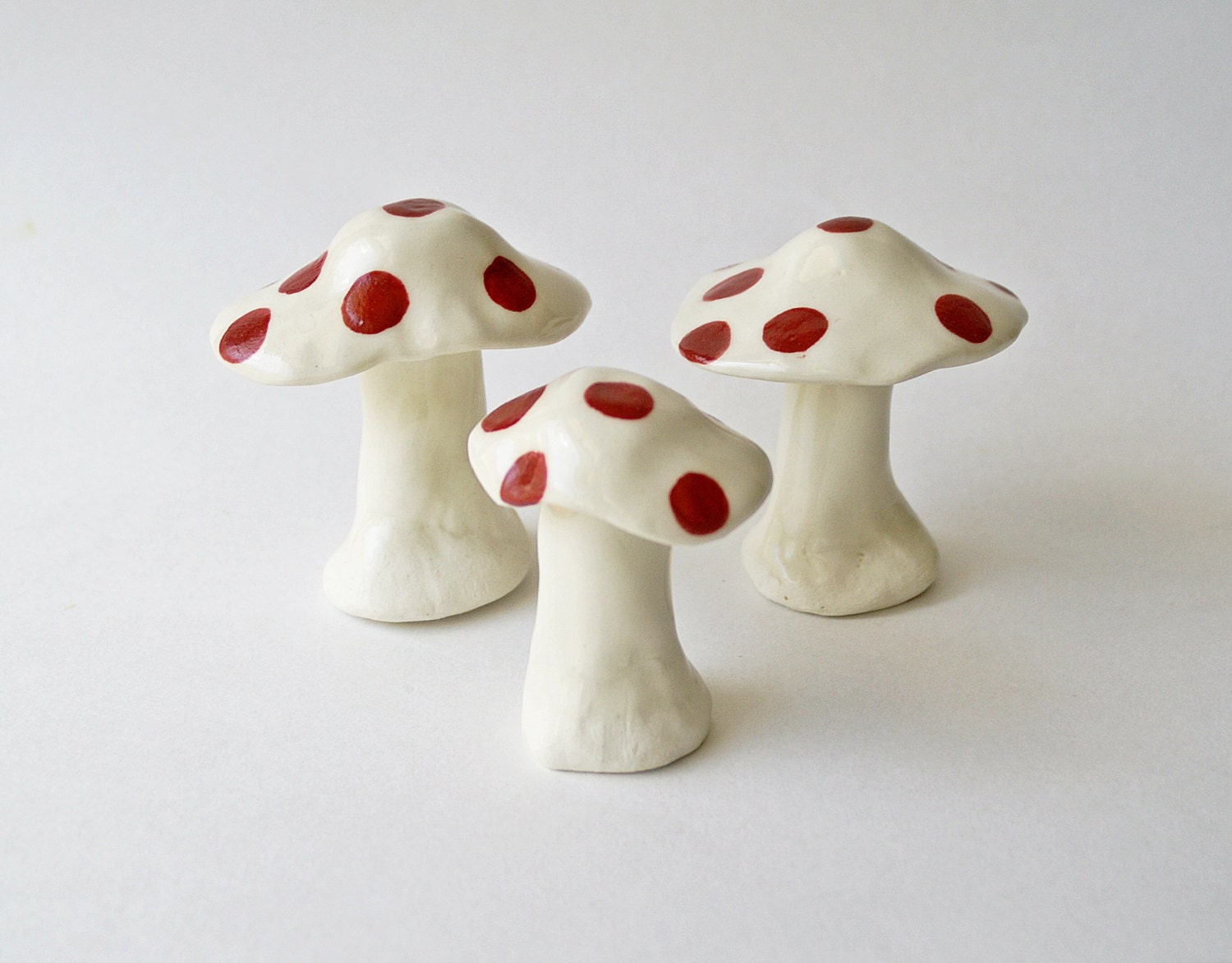 Ceramic Mushrooms, Garden Decor, Handmade Pottery, Set of Three