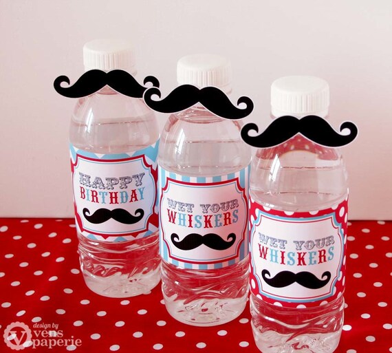 Little Man Mustache Birthday Party - DIY PRINTABLE Water Bottle Drink Label - Instant Download - PS829CA1g Il_570xn